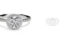 Leon Megé exclusive “Jesolo” engagement ring with a round diamond and micro pave halo r2002