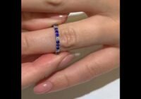 Sapphire and Diamond Shared Prong Eternity Band