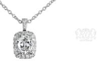 Leon Megé True Antique™ cushion diamond in a handmade pendant with micro pave halo  p8018