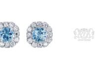 Leon Megé Art Deco studs with natural aquamarines surrounded by millgrained diamond petals e7237