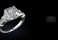 Leon Megé five-stone ring with an Asscher cut, trapezoid and baguette diamonds in platinum r7633