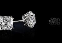 Leon Megé bespoke "Rachel" studs with True Antique™ cushion diamonds in all-platinum mountings e8644