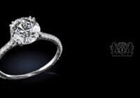 Leon Megé 401™ cathedral  solitaire with an Old European cut diamond and secret ruby r6947